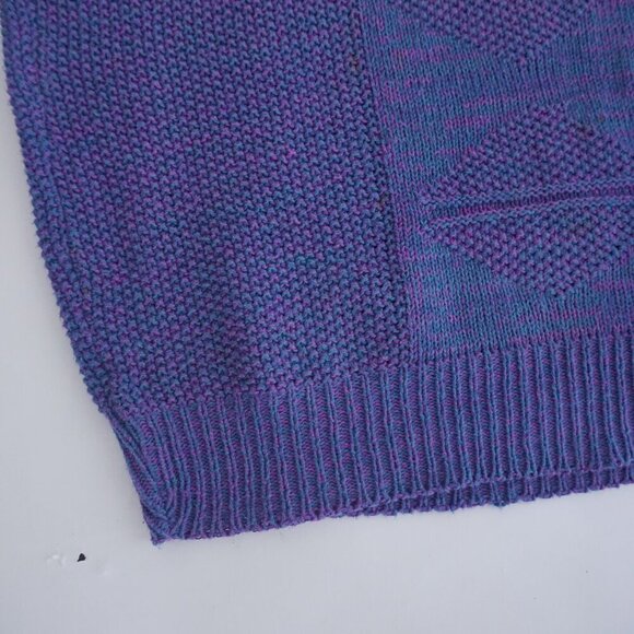 Vintage Boundary Waters Purple Blue 3D Eclectic Grandpa Knit Crewneck Sweater XL - Picture 7 of 9